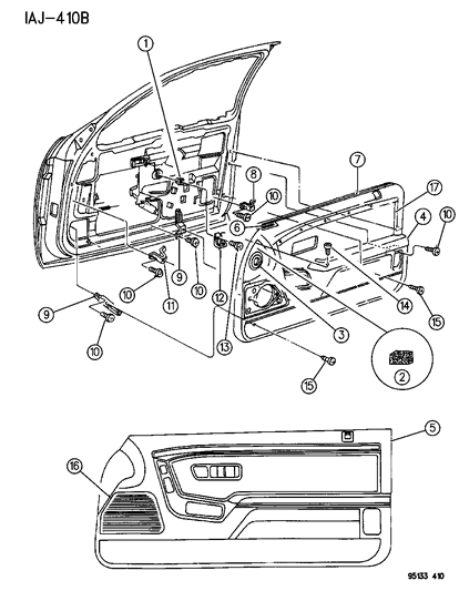 1995 Chrysler LeBaron Panel - Door Trim J Body Diagram