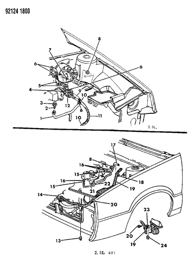 1992 Chrysler LeBaron GTC Plumbing - A/C & Heater Diagram 2