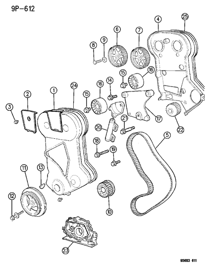 1995 Dodge Neon Timing Belt, Cover And Balance Shafts Diagram