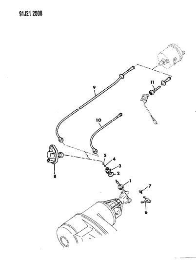 1992 Jeep Wrangler Speedometer Pinion, Cable, Miscellaneous Parts Diagram
