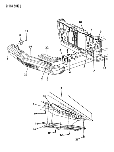 1991 Chrysler Imperial Fascia, Bumper Front Diagram 2