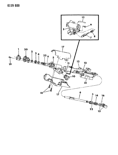 1986 Dodge Charger Column, Steering Jacket Shaft And Coupling Assy Diagram