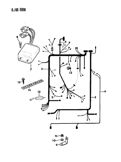 1990 Jeep Grand Wagoneer Harness - Engine Compartment Diagram
