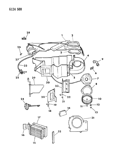 1986 Chrysler LeBaron Base Heater Unit Diagram