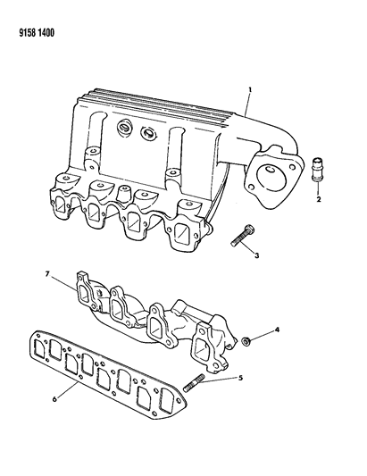 1989 Dodge Daytona Manifold, Intake & Exhaust W/Turbo-Intercooler Diagram