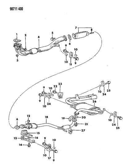 1990 Dodge Colt Bracket, Catalytic Converter Hanger Diagram for MB514687