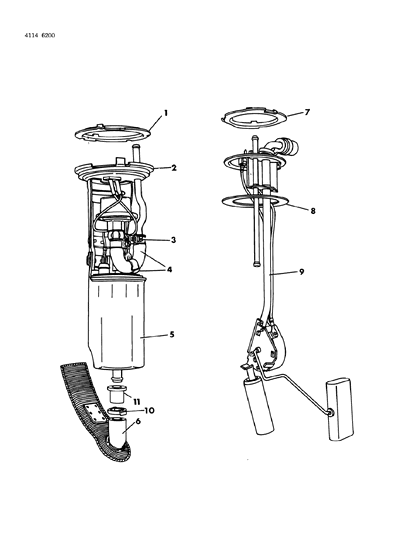 1984 Dodge Caravan Fuel Pump & Sending Unit Diagram