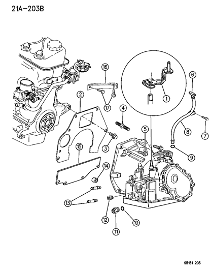 1995 Dodge Spirit Transaxle Mounting & Miscellaneous Parts Diagram 2