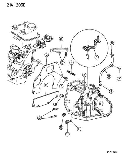 1995 Dodge Caravan Transaxle Mounting & Miscellaneous Parts Diagram 2