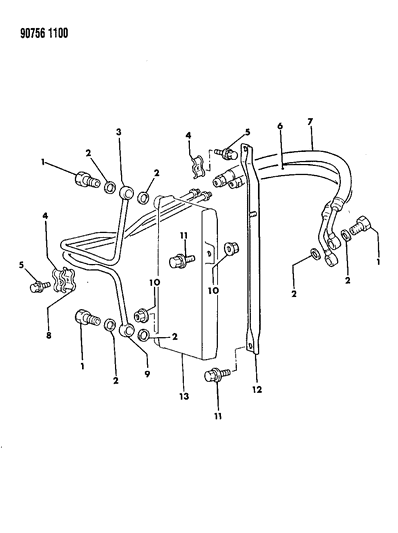 1990 Dodge Ram 50 Tubes - Engine Oil Cooler Diagram