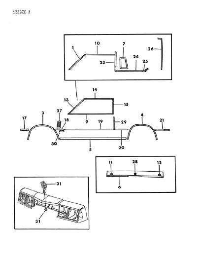 1985 Chrysler Town & Country Mouldings & Ornamentation - Exterior View Diagram 4
