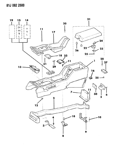 1986 Jeep Wagoneer Console Diagram