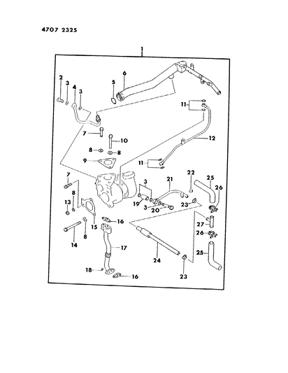 1984 Dodge Colt Turbocharger Water-Cooled Service Kit Diagram