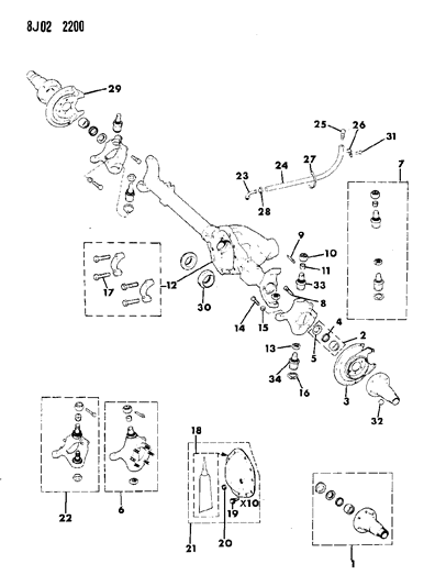 1987 Jeep Grand Wagoneer Housing - Front Axle Diagram