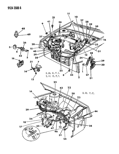 1989 Dodge Shadow Plumbing - Heater Diagram