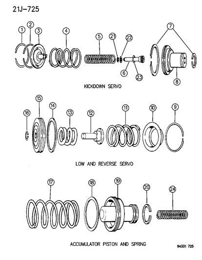 1996 Dodge Ram 3500 Servos - Accumulator Piston & Spring Diagram 1