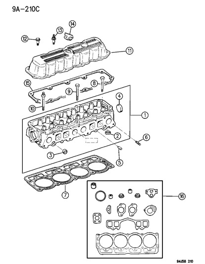 1995 Jeep Cherokee Cylinder Head & Cover Diagram 1