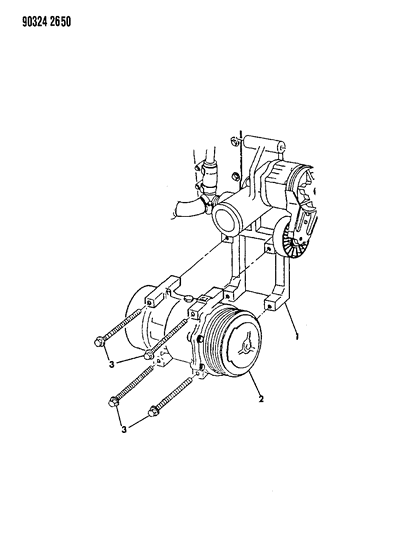 1991 Dodge Ramcharger Mounting - A/C Compressor Diagram 2