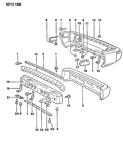 1994 Dodge Colt Bumper, Rear Diagram 1