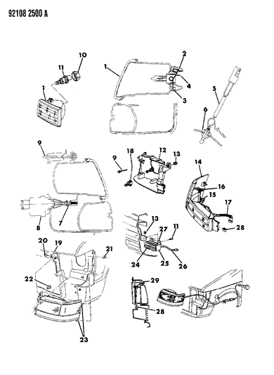 1992 Chrysler Town & Country Adapter Aero Head Lamp BUX Diagram for 5263543