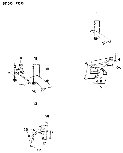 1985 Dodge Colt Panel Quarter Trim Diagram