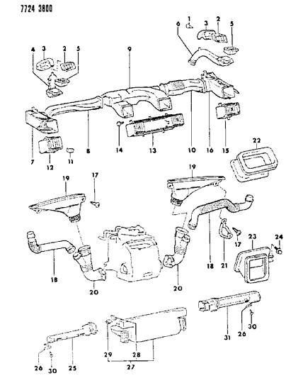1987 Chrysler Conquest Air Ducts & Outlets Diagram