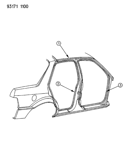 1993 Dodge Shadow WEATHERSTRIP Front Door OPNG RIGHT/LEFT Diagram for 5257261