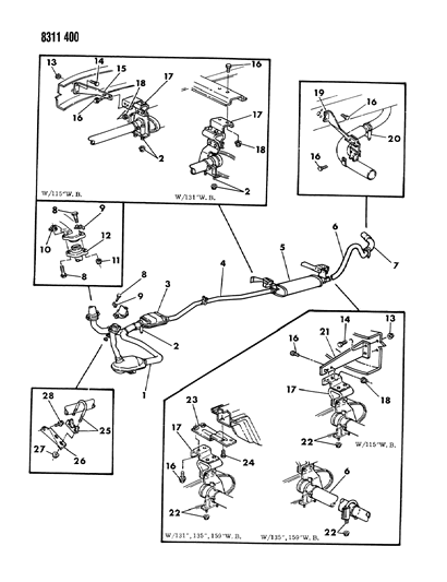 1989 Dodge Ramcharger Exhaust System Diagram 2