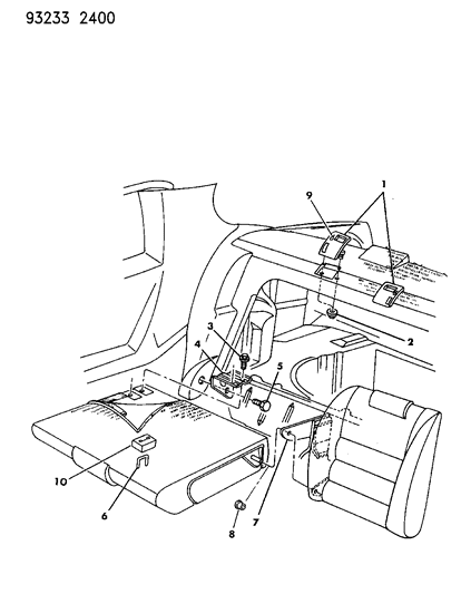 1993 Chrysler LeBaron Latch-& Handle Rear St Bk Right Diagram for S934LAZ