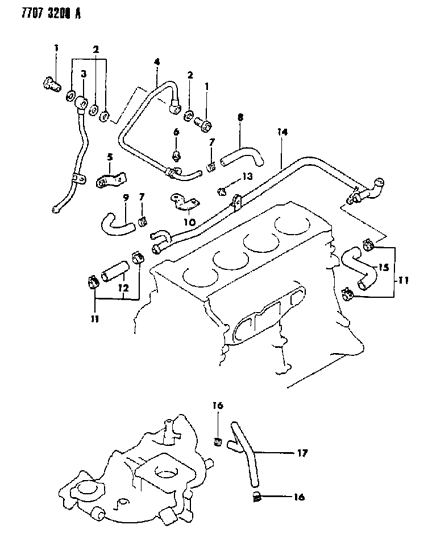 1988 Chrysler Conquest Clip-Power Steering Oil Line Diagram for MS660256