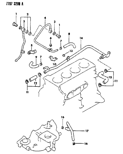 1988 Chrysler Conquest Water Hose & Pipe Diagram