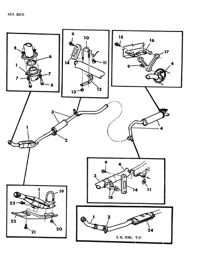 1984 Chrysler Executive Sedan Catalytic Converter With Pipes Front Diagram for 4301263