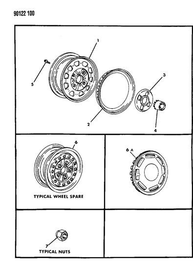 1990 Dodge Omni Wheels & Covers Diagram