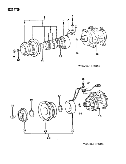 1989 Dodge Raider Washer-Compressor Diagram for MB609776