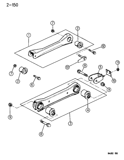 1994 Jeep Cherokee Suspension Arms, Front Diagram