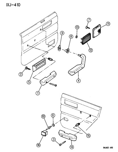 1995 Jeep Cherokee Interior Trim Parts Diagram