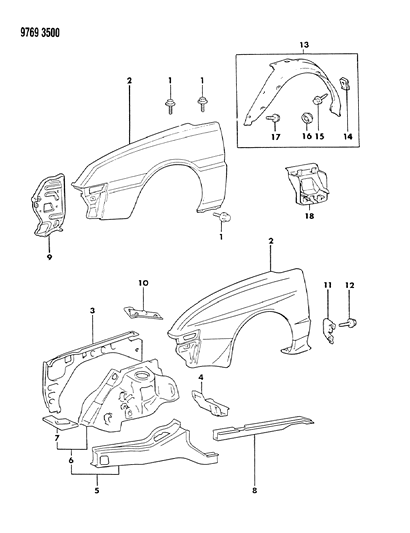 1989 Chrysler Conquest Fender Diagram