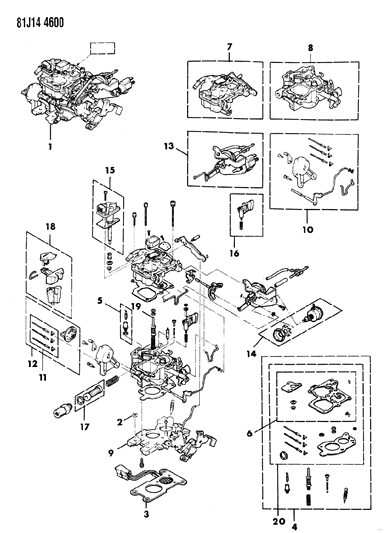 1986 Jeep Cherokee Carburetor & Component Parts Diagram 3