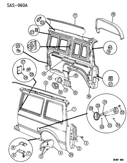 1995 Dodge Caravan Quarter Panel Diagram 1