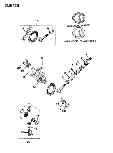 1986 Jeep Wagoneer Differential & Gears, Rear Axle Diagram 2