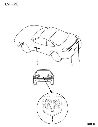 1996 Dodge Stealth Decal Rear FASCIA Diagram for 5239248