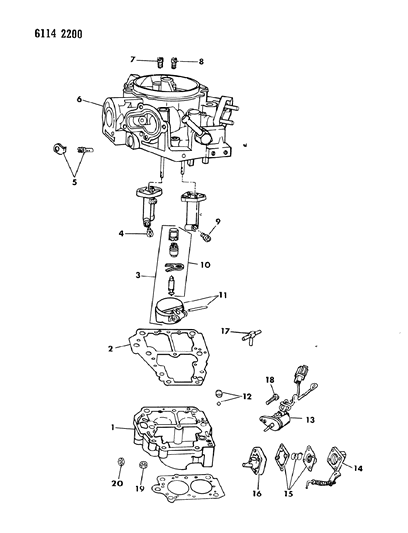 1986 Chrysler LeBaron Base Carburetor Internal Components Diagram