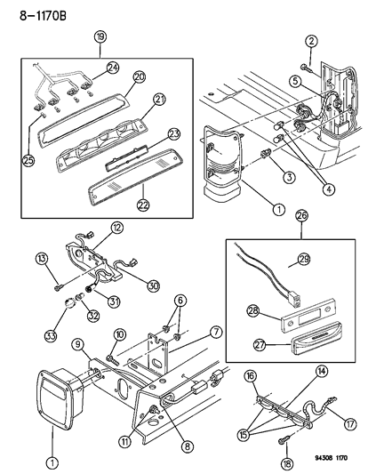 1996 Dodge Ram 1500 Lamps - Rear End Diagram