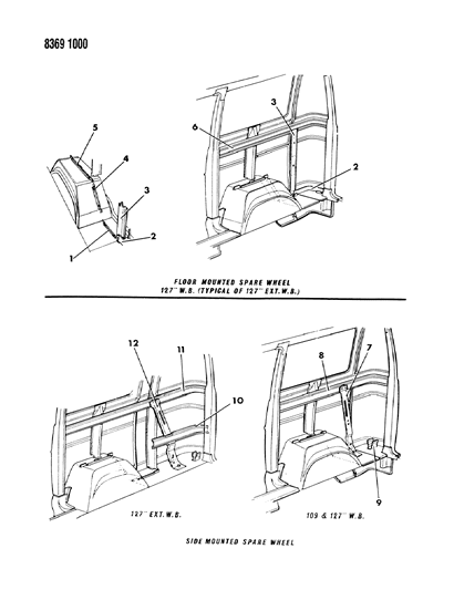 1988 Dodge Ram Wagon Supports & Channels Diagram