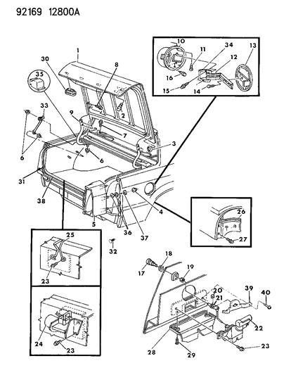 1992 Chrysler Imperial Deck Lid & Fuel Filler Door Diagram