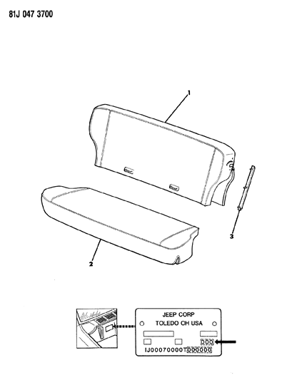 1984 Jeep Cherokee Covers, Rear Seat Diagram