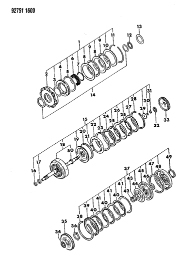 1993 Dodge Colt Clutch, Front, Rear And End Diagram 3