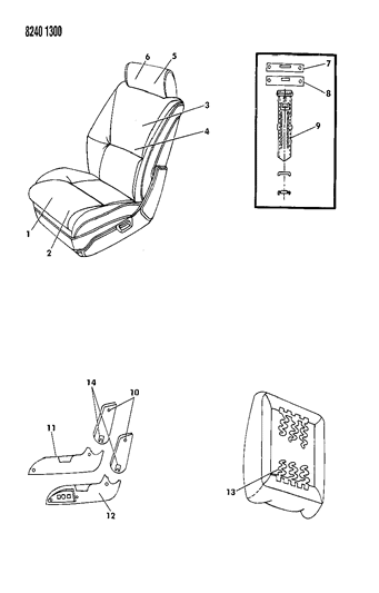 1988 Chrysler LeBaron GTS Front Seat Diagram 1