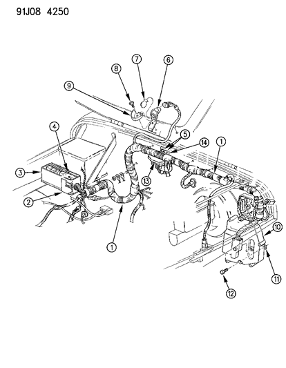 1991 Jeep Wrangler Wiring - Headlamp To Dash Diagram