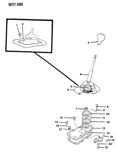 1990 Dodge Ram 50 Controls, Gearshift Diagram 2